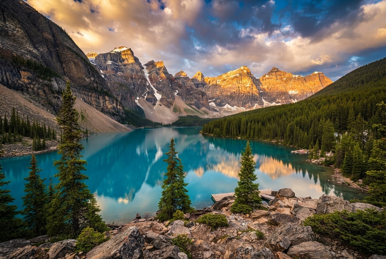Mountain lake photograph being optimised in the tarastore studio
